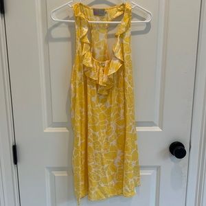 Alice & Trixie 100% silk yellow and white patterned mini dress, size S